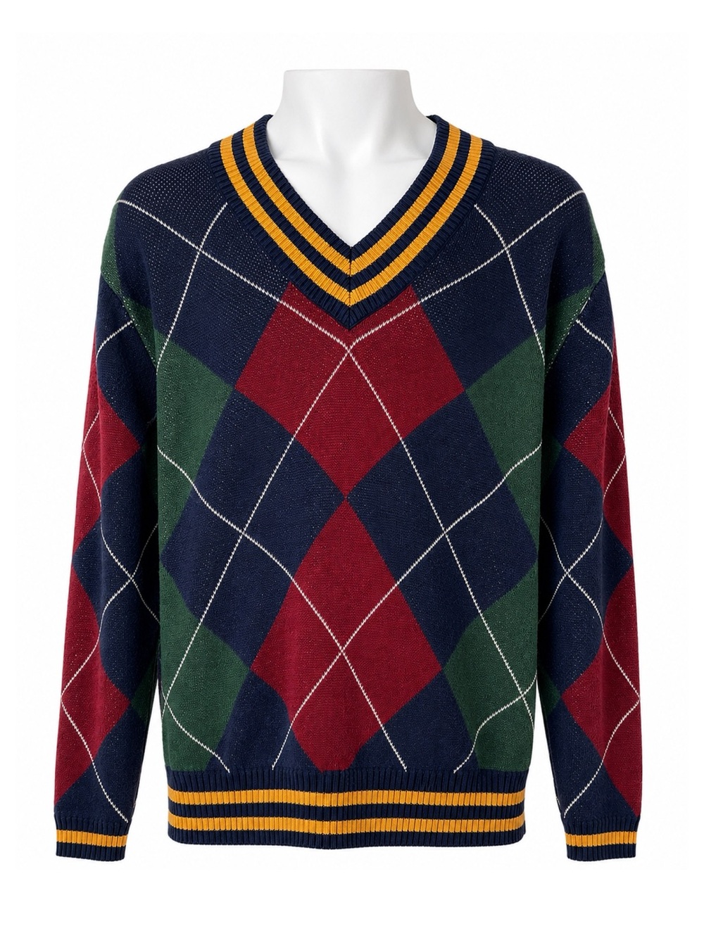 Size M Levi’s Men’s Oversized Argyle‎ V-Neck Sweater Preppy Varsity